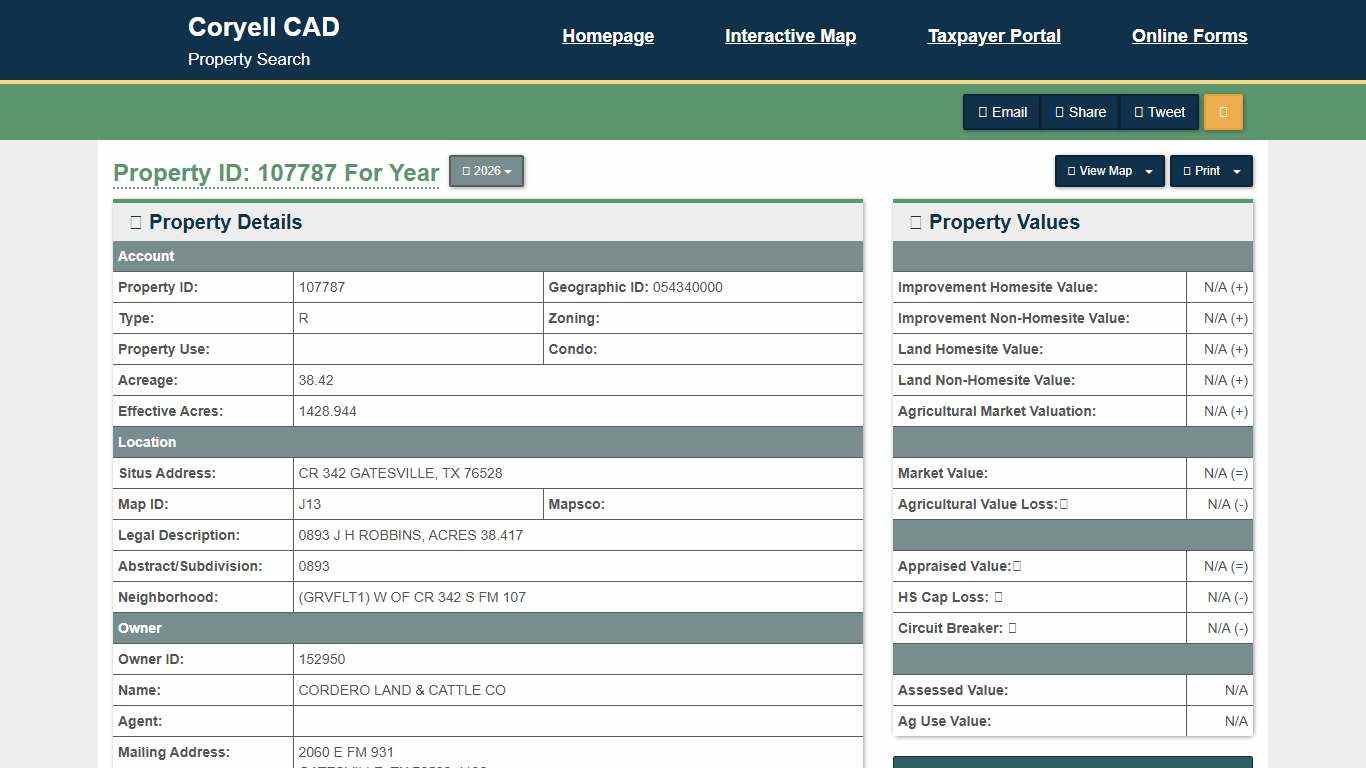 Coryell CAD Property Search
